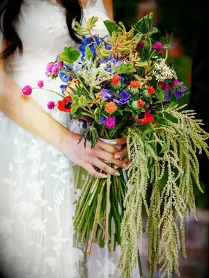 cascading wildflower wedding bouquet