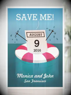 zazzle rescue funny blue white and pink save the date card