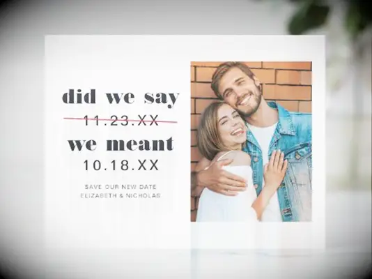zazzle did we say change the date funny white and black save the date card with photo