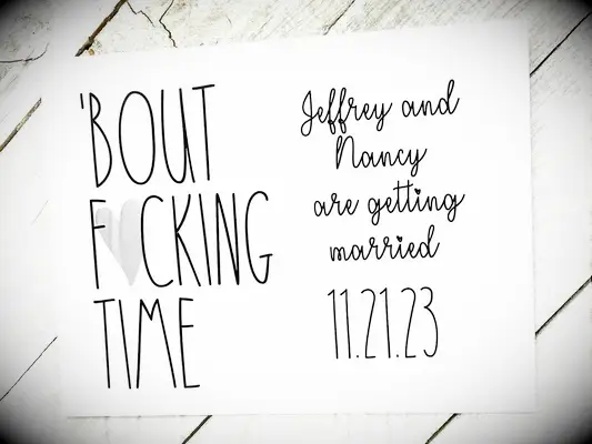 etsy black and white about time funny save the date card