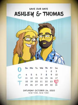 etsy simpsons funny yellow save the date calendar card