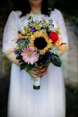 Radiant Sunflower Wildflower Wedding Bouquet
