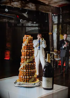 Lemon croquembouche wedding cake