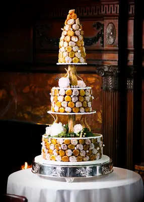 Three-tier wedding croquembouche