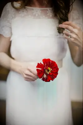 Red daisy single flower wedding bouquet