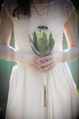 Single yellow protea wedding bouquet