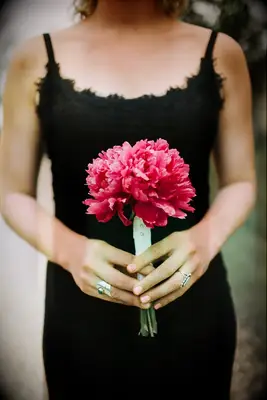 Pink peony single stem bouquet