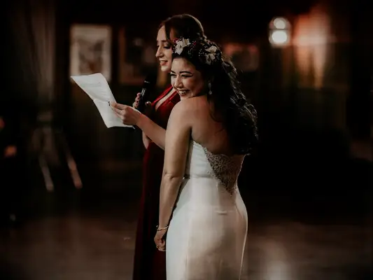 Maid of honor giving speech