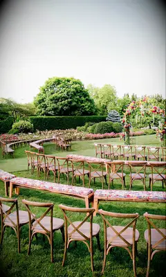 Colorful garden wedding ceremony idea 