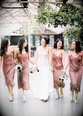 Dusty rose bridesmaid dresses garden wedding idea
