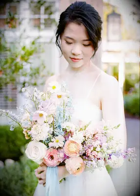 Cascading garden wedding bouquet idea
