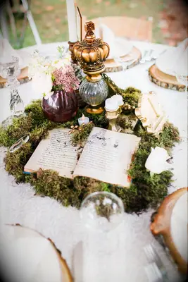 Royalty-inspired garden wedding centerpiece idea