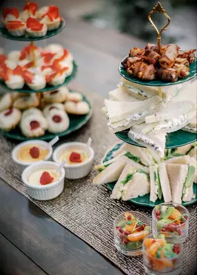 Tea party-inspired menu at garden wedding