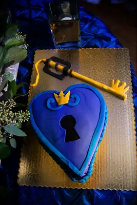 Blue heart-shaped groom