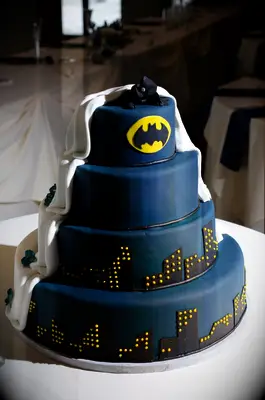 Batman-inspired tiered groom