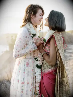 Bohemian wedding garland at boho wedding