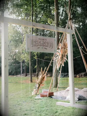 Feathered flowers at boho wedding