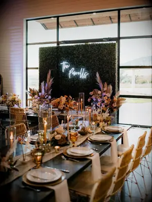 Boho wedding greenery wall 