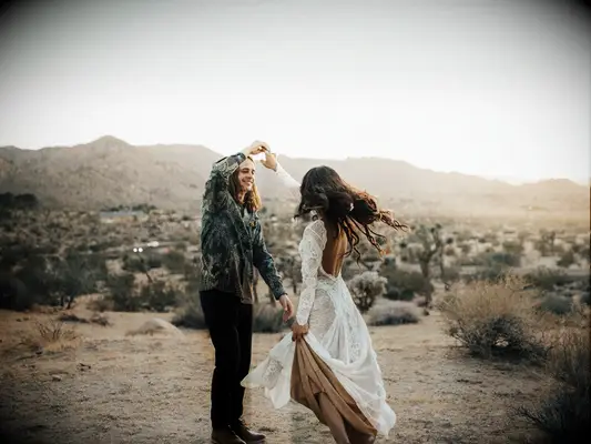 Lace boho wedding dress