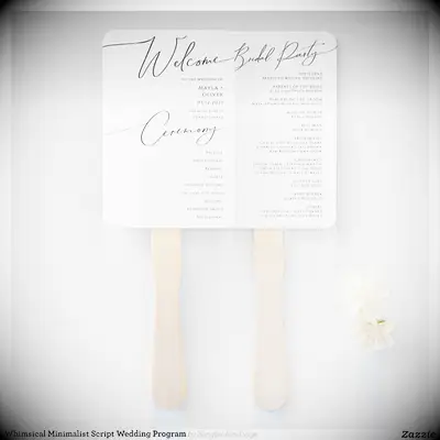 Sleek wedding program fan