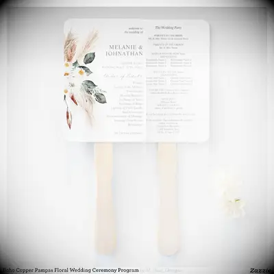 Pampas grass and greenery wedding program