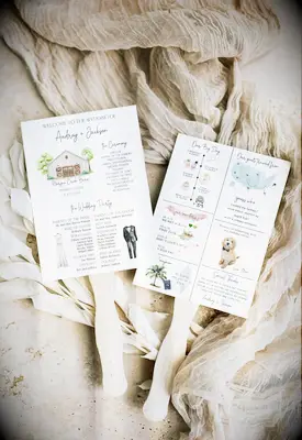 Infographic wedding program fan