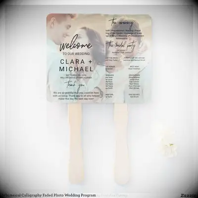 Portrait wedding program fan