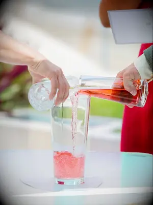 A white wine and rosè wine blend unity ceremony