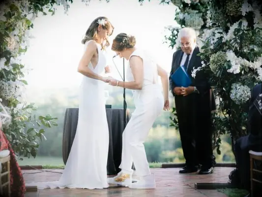 bride breaking glass at wedding