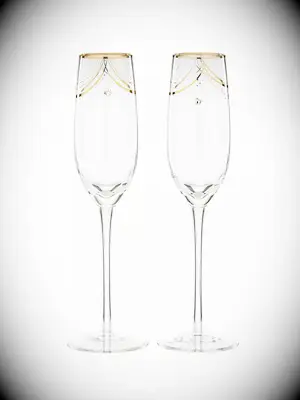 Disney wedding champagne glasses with gold detailing