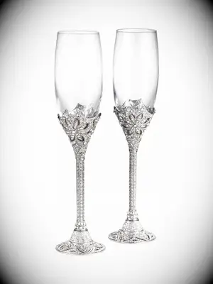 Swarovski crystal embellished wedding champagne flutes