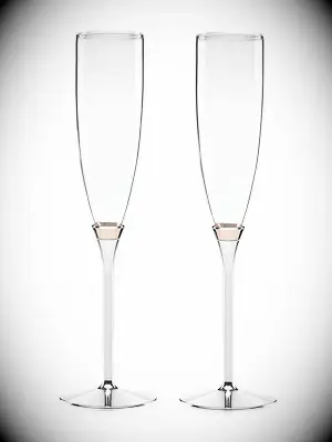Kate Spade rose gold and silver wedding champagne flutes