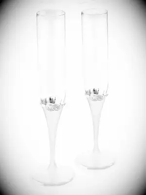 Vera Wang wedding toasting flutes with silver love knot