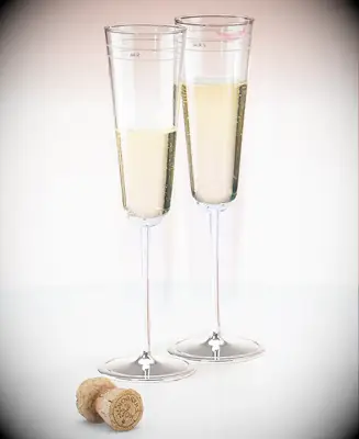 modern wedding champagne flutes with mr. and mrs. engraving in small letters