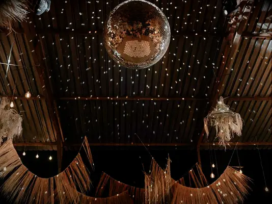 Disco ball with a brown background