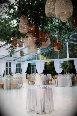 Greenery and lantern reception space