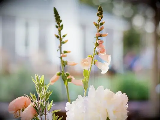 Foxglove blossoms in a wedding flower arrangement
