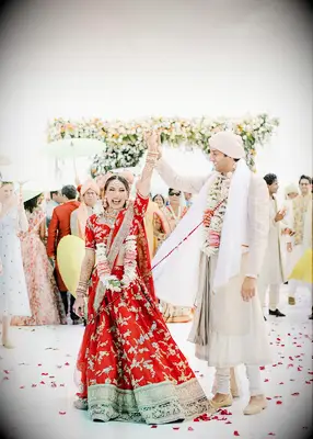 Indian couple on their wedding day