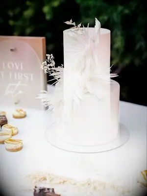white wedding cake with dramatic texture