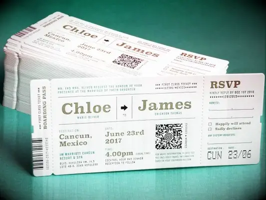 Airplane wedding invitations flight tickets downloadable invites
