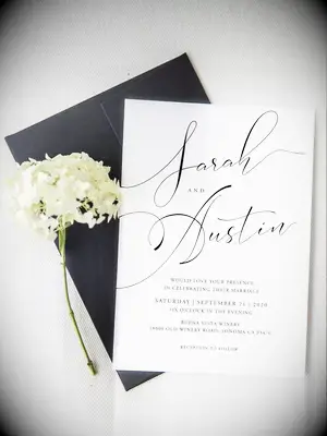 Calligraphy black and white wedding invitations downloadable wedding invites