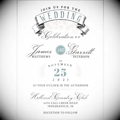 Banner wedding invitation template personalized invitations calligraphy