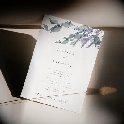 Lavender wedding invitation template personalized invitations