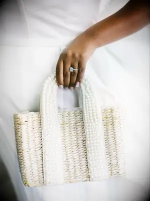 A pearlcore bridal handbag.