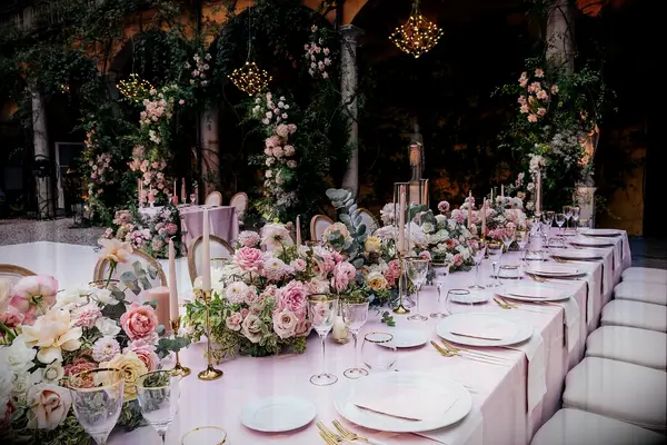 Classic Pink-Toned Wedding Candle Centerpiece