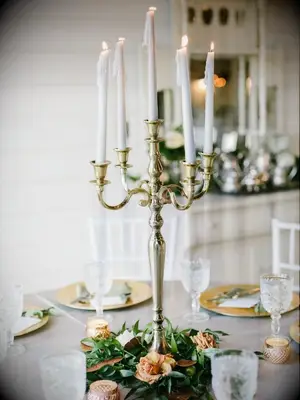 Gold Candelabra Wedding Candle Centerpiece