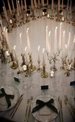 Gold and Silver Mixed Wedding Candle Centerpiece