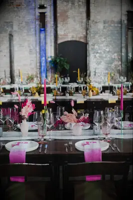 Bold Monochromatic Wedding Candle Centerpiece