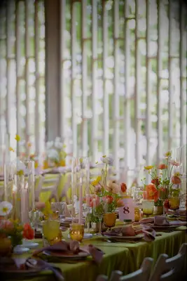 Peach Fuzz Candles With Pottery Holders Wedding Candle Centerpiece