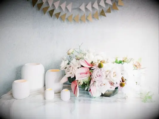 White Orb Votive Wedding Candle Centerpiece